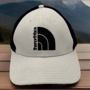 The North Face Hat Cap Snap Back White Black Mesh Trucker Patch Outdoors